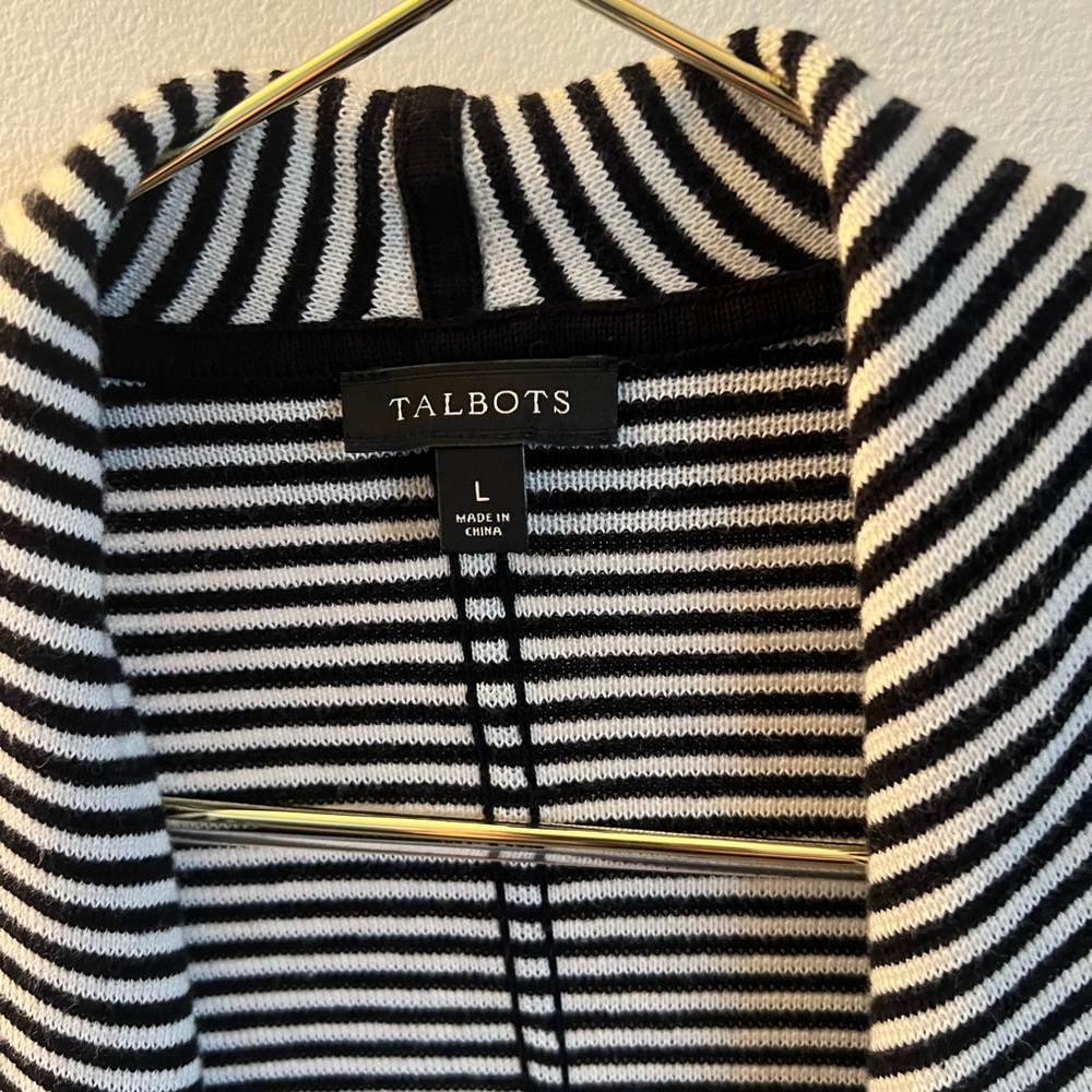 Talbots Black and White Striped Cardigan - Picture 3 of 6